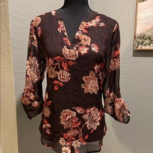 Maurices Black and Red Floral Blouse